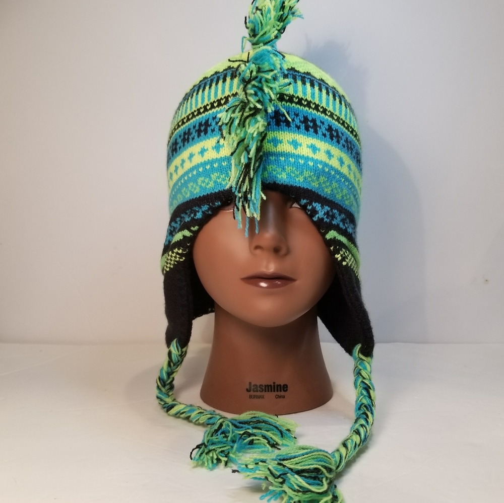 Fringed tribal print hat